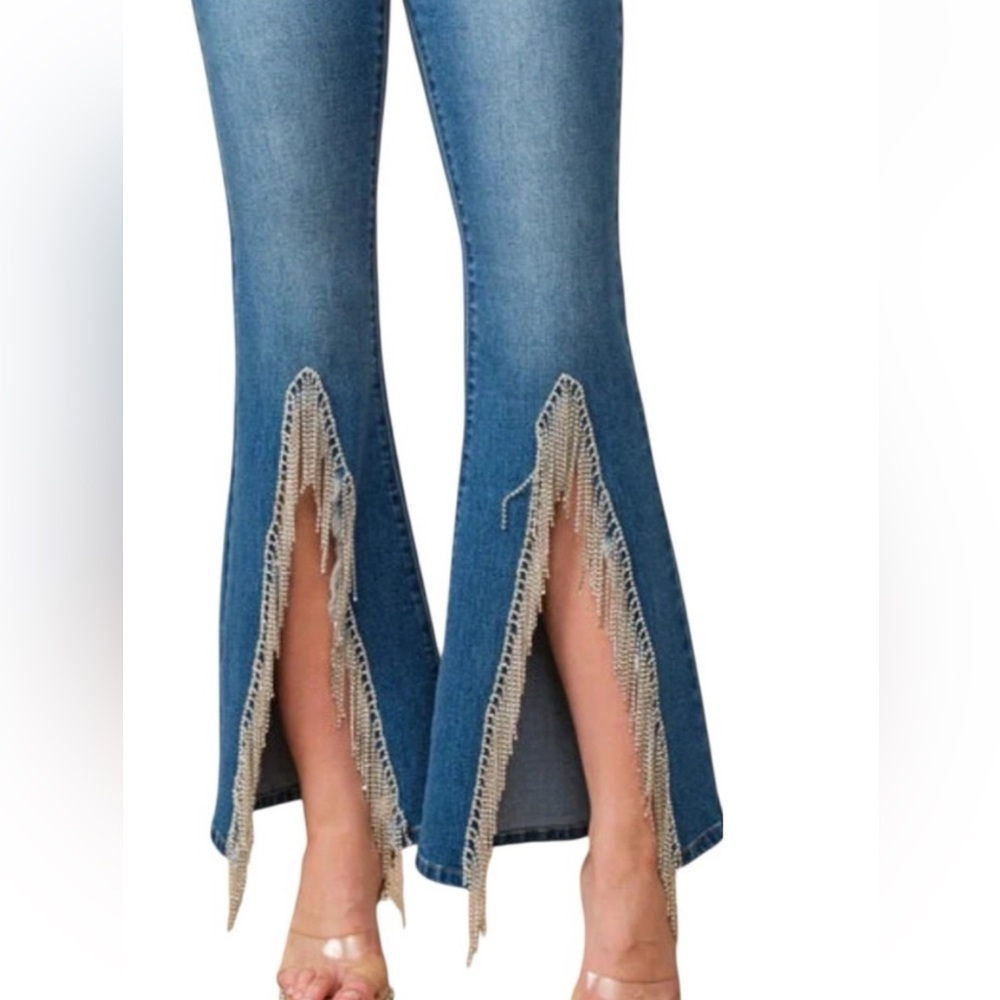 Blue B Rhinestone Fringe Jeans - Picture 4 of 13